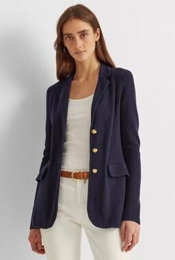 Ralph Lauren Women’s Cotton Knit Cardigan Navy Blue XL Gold Buttons Sweater